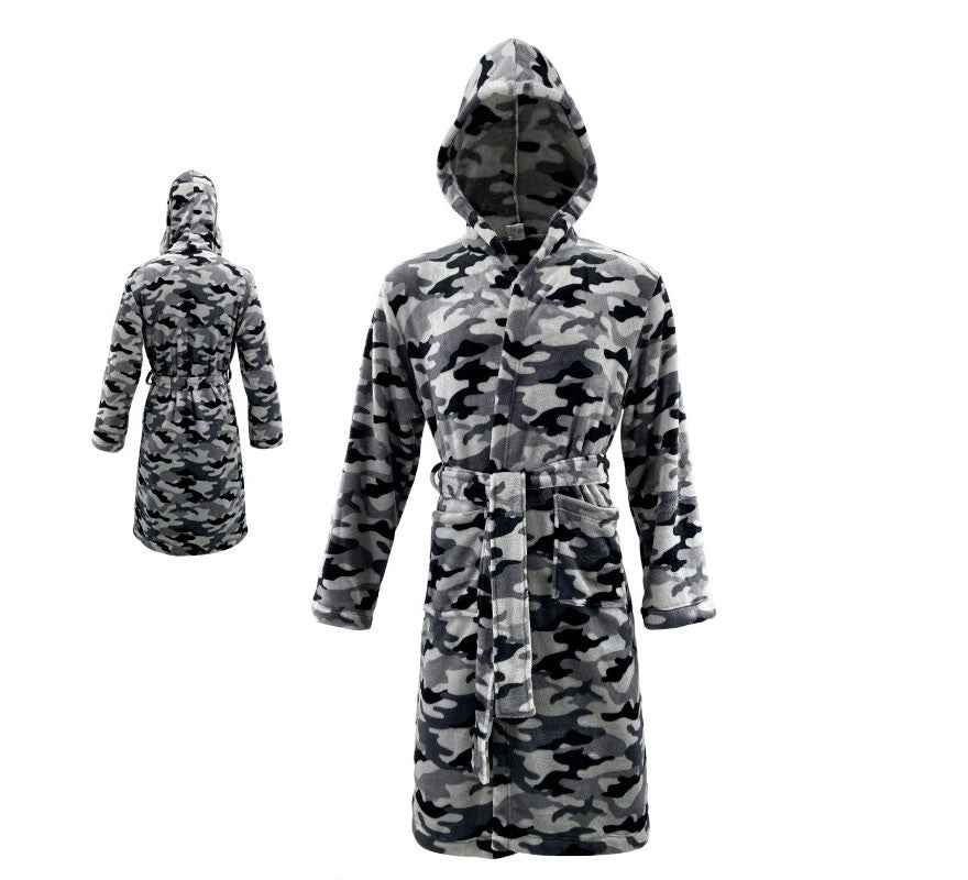 Translation missing: pt-PT.Disfraz Albornoz Camuflaje gris para adulto