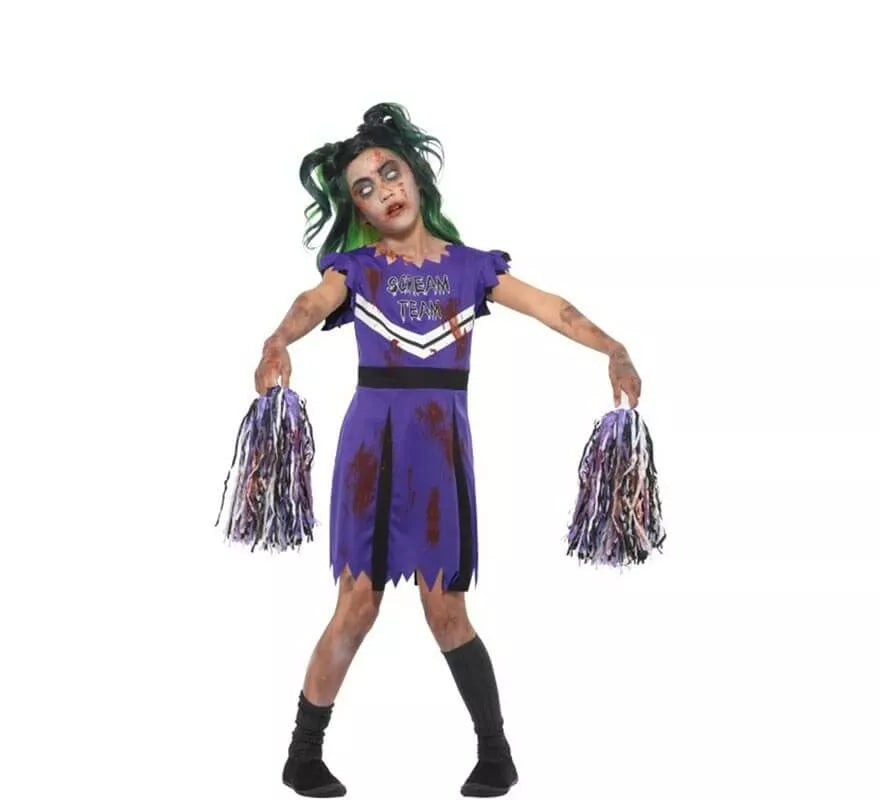 Translation missing: pt-PT.Disfraz Animadora Morada Zombie para niña