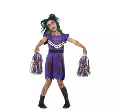 Fato de zumbi roxa líder de torcida para menina