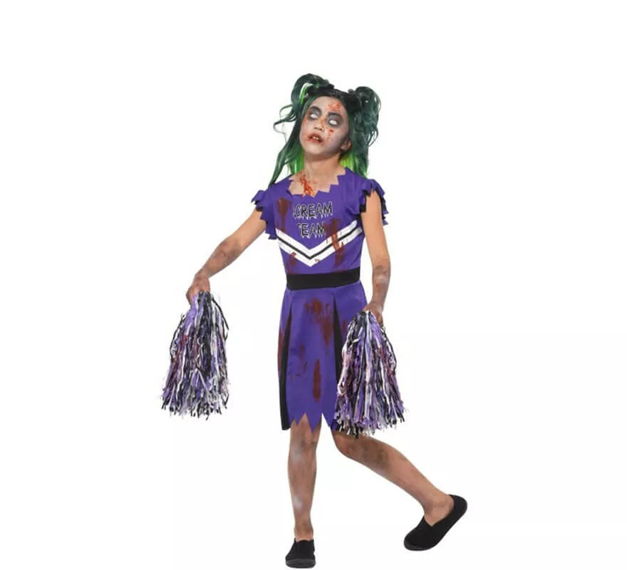 Translation missing: pt-PT.Disfraz Animadora Morada Zombie para niña