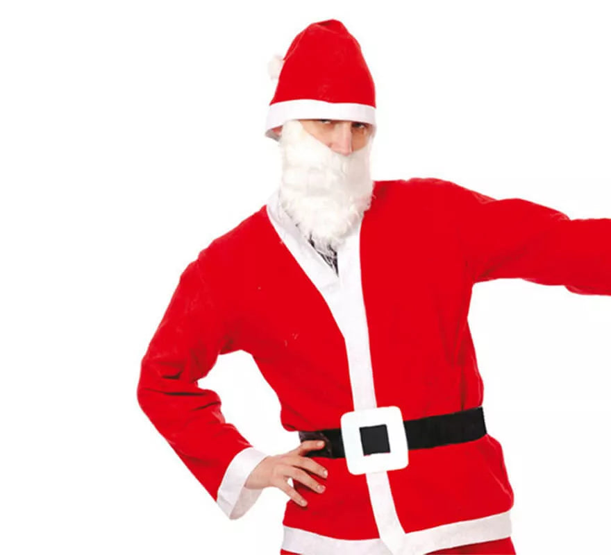 Translation missing: pt-PT.Disfraz barato de Papa Noel con Gorro y Barba para Hombre