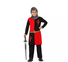 Fato de cavaleiro medieval vermelho e preto para crianças