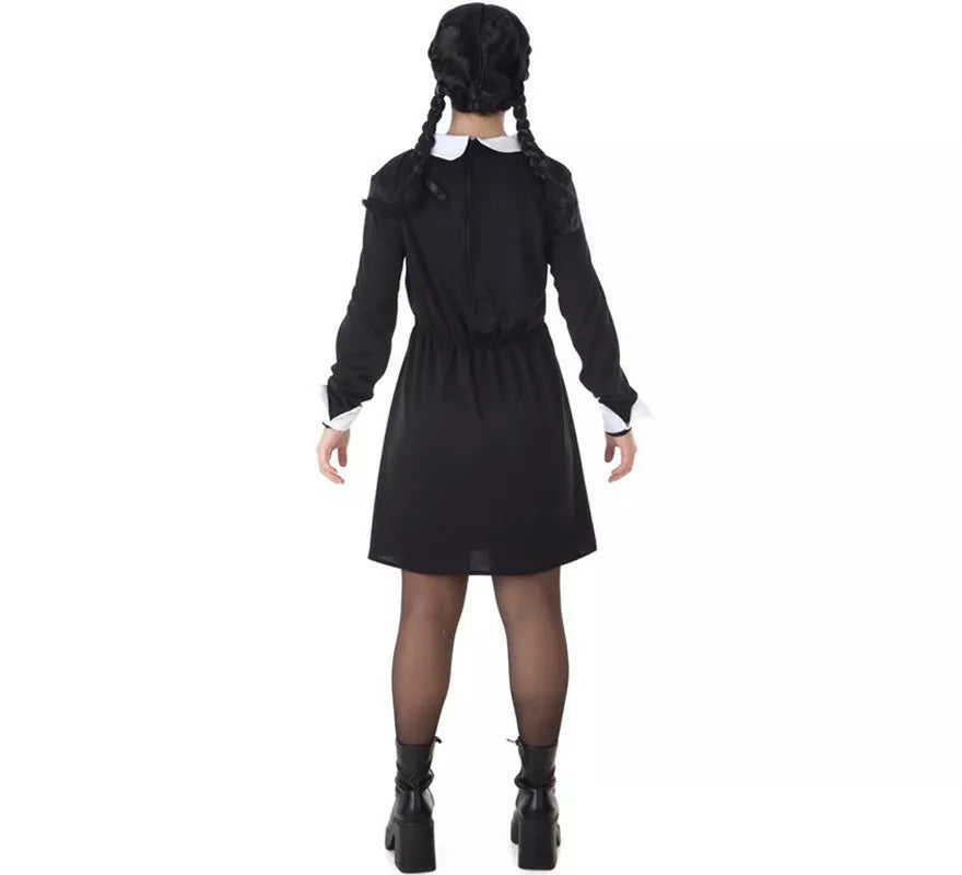 Translation missing: pt-PT.Disfraz con peluca de Niña Siniestra Clásico negro para mujer
