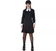 Fato de Menina Sinistra com Peruca Preto Clássico para Mulher