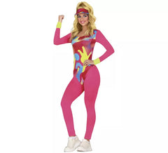Fato psicodélica feminina de aeróbica dos anos 80