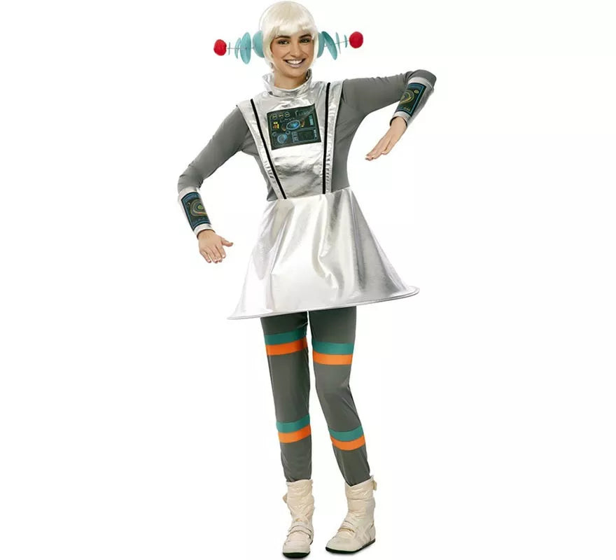 Translation missing: pt-PT.Disfraz de Agente Espacial gris con muñequeras para mujer
