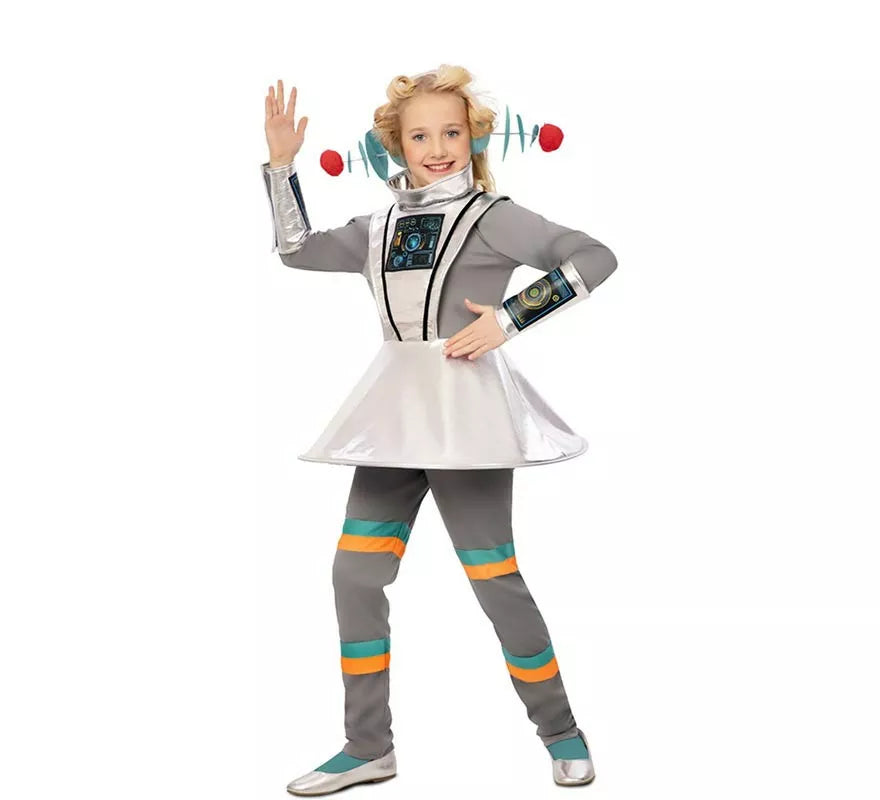 Translation missing: pt-PT.Disfraz de Agente Espacial gris con muñequeras para niña