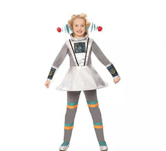 Fato de agente espacial cinza com munhequeiras para menina