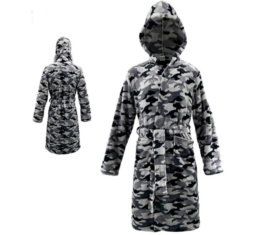 Translation missing: pt-PT.Disfraz Albornoz Camuflaje Gris para niños