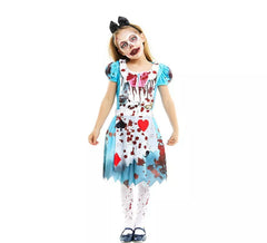 Fantasia de Alice Zombie vestido azul clássico para meninas e adolescentes