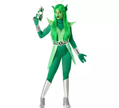 Fato de alienígena verde e prateado para mulher