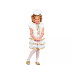 Fato de anjo dourado glamoroso para menina