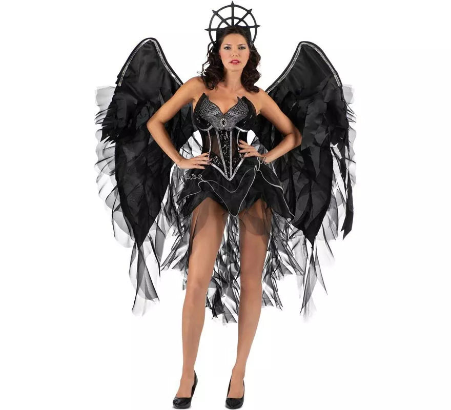 Translation missing: pt-PT.Disfraz de Ángel Oscuro con alas grandes para mujer