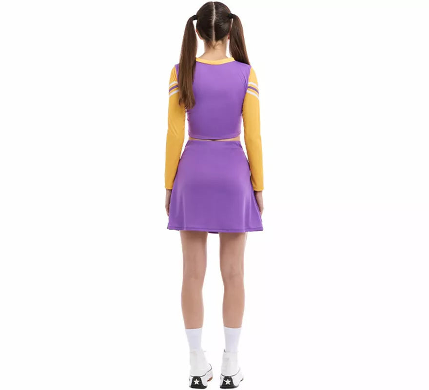 Disfraz de Animadora Cheerleader morado para mujer