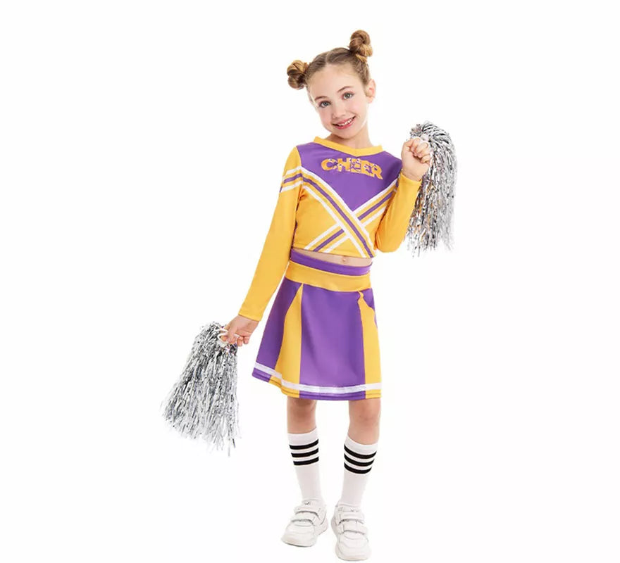 Translation missing: pt-PT.Disfraz de Animadora Cheerleader morado para niña