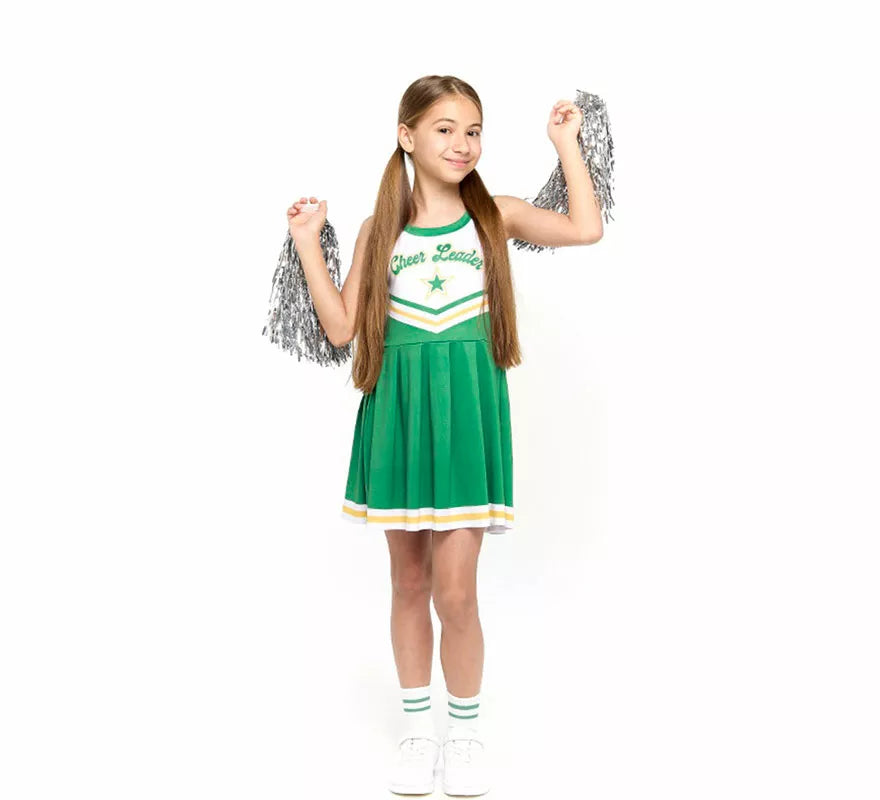 Translation missing: pt-PT.Disfraz de Animadora Cheerleader verde para niña