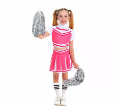 Fato de líder de claque rosa para menina