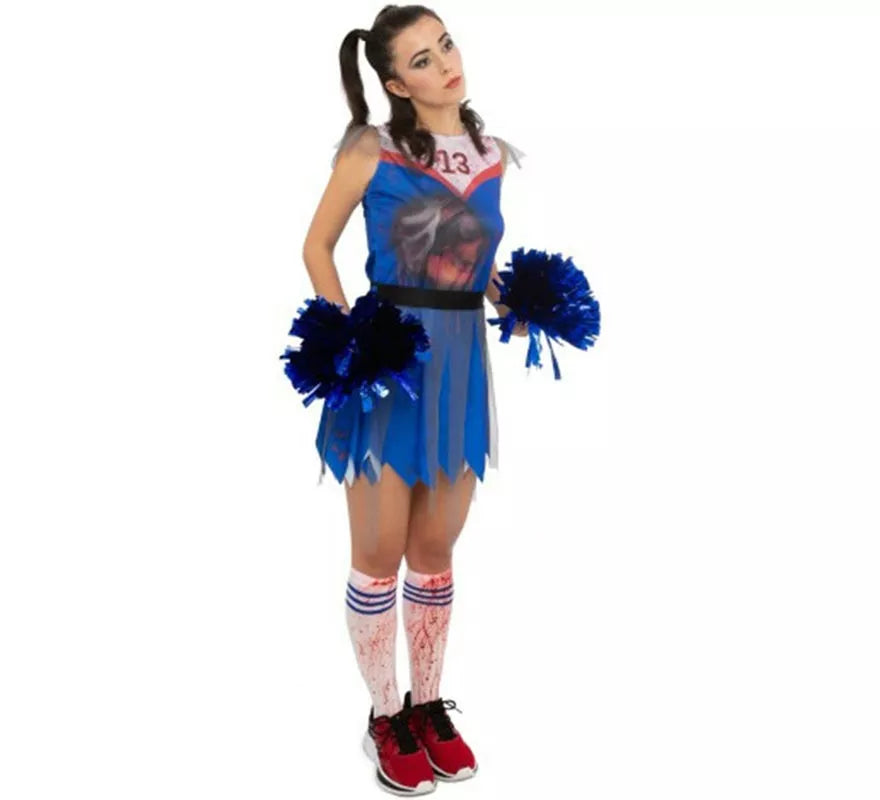 Translation missing: pt-PT.Disfraz de Animadora Zombie azul para mujer