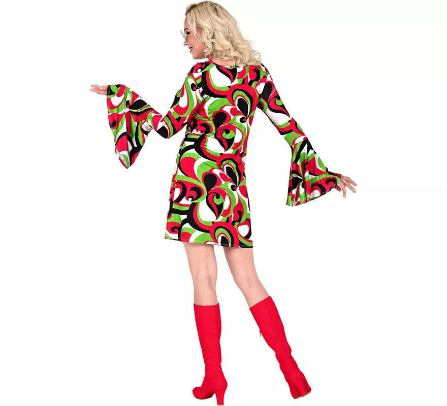Translation missing: pt-PT.Disfraz de Años 70 Groovy Style Vestido Corto para mujer