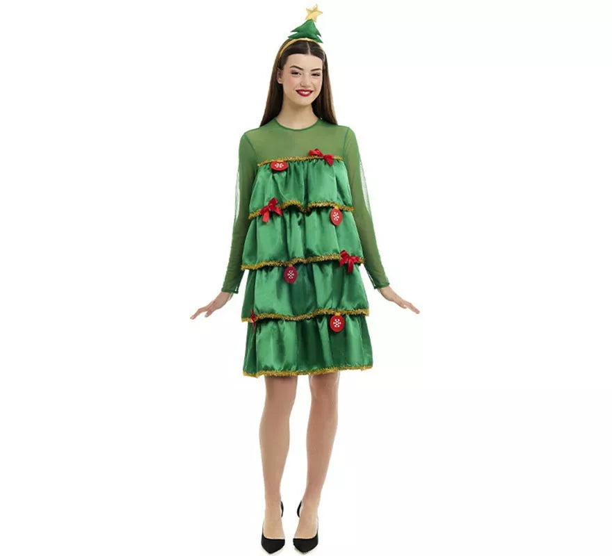 Translation missing: pt-PT.Disfraz de Árbol de Navidad con volantes y diadema para mujer
