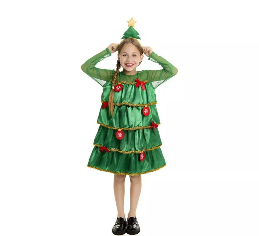 Translation missing: pt-PT.Disfraz de Árbol de Navidad con volantes y diadema para niña