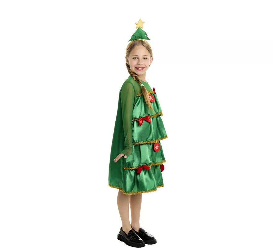 Translation missing: pt-PT.Disfraz de Árbol de Navidad con volantes y diadema para niña