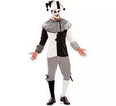 Fato de arlequim preto e branco para homem