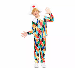 Fato de arlequim multicolorida para meninos
