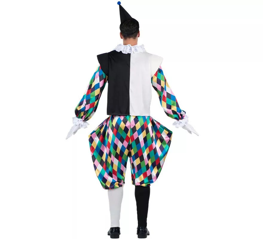 Translation missing: pt-PT.Disfraz de Arlequín negro y multicolor para hombre