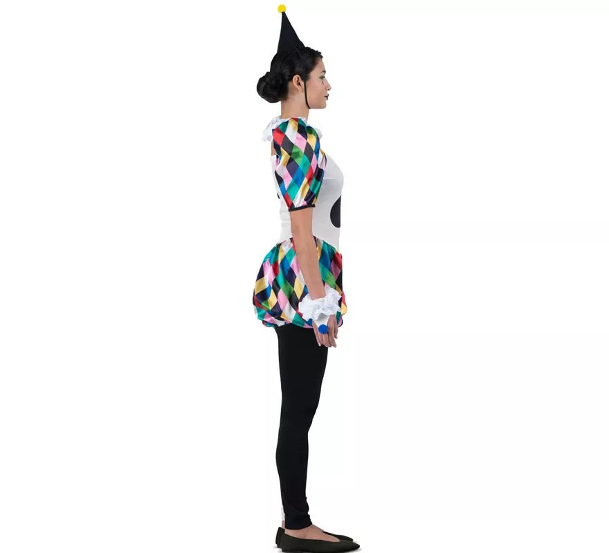 Translation missing: pt-PT.Disfraz de Arlequina negro y multicolor para mujer