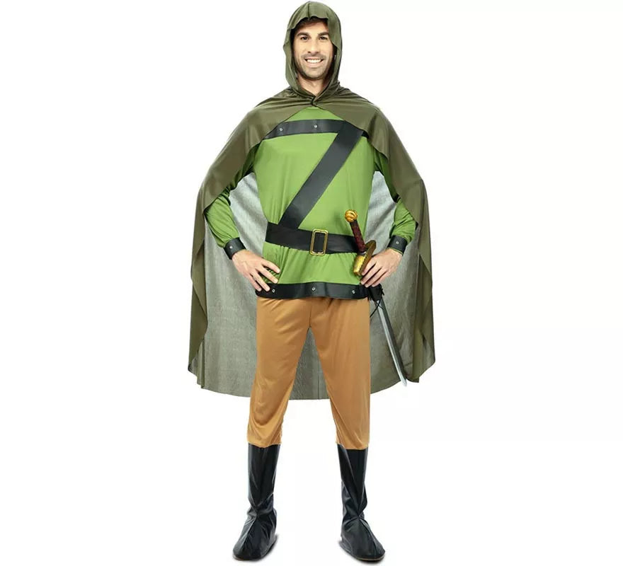 Translation missing: pt-PT.Disfraz de Arquero del Bosque verde con capa para hombre