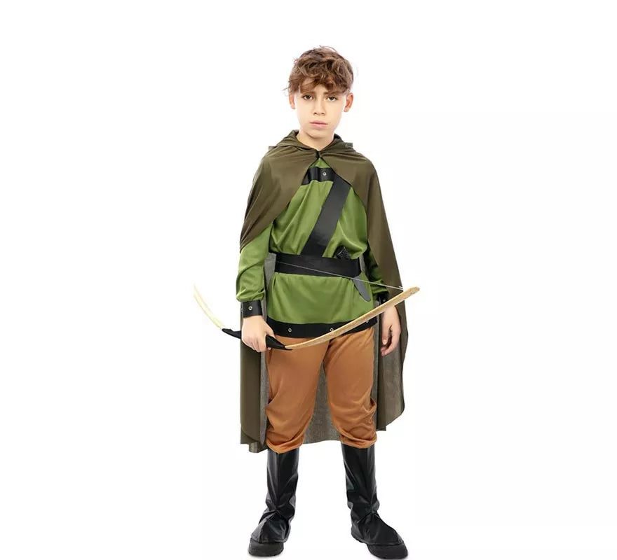 Translation missing: pt-PT.Disfraz de Arquero del Bosque verde con capa para niño