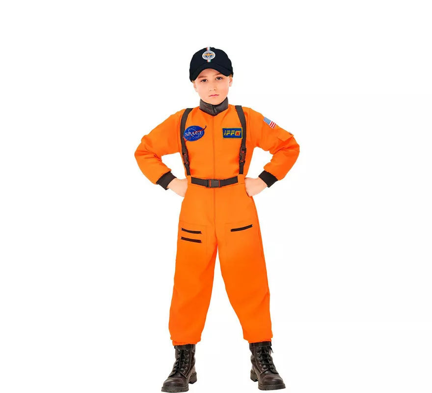Translation missing: pt-PT.Disfraz de Astronauta Naranja con Insignia para niño