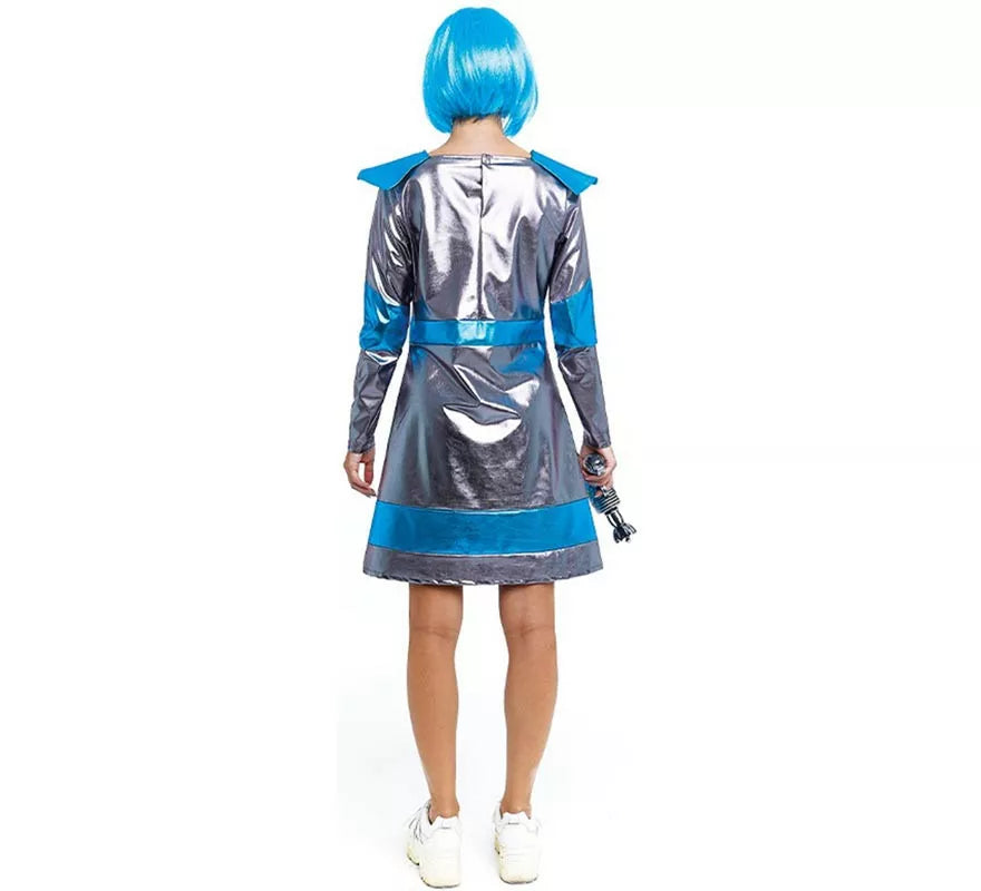 Translation missing: pt-PT.Disfraz de Astronauta plateado oscuro y azul para mujer