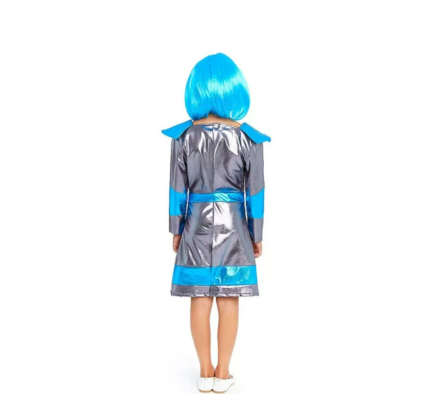 Translation missing: pt-PT.Disfraz de Astronauta plateado oscuro y azul para niña