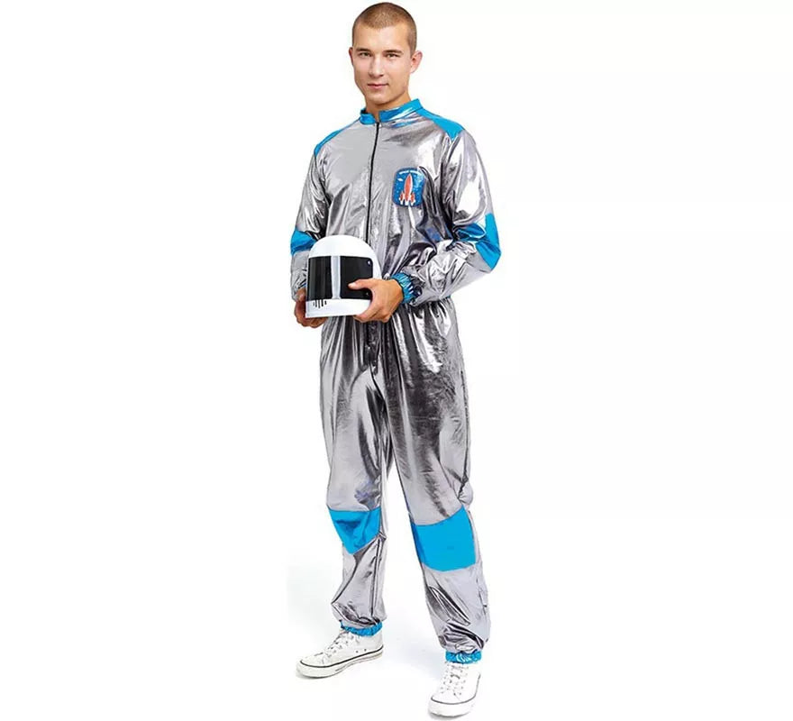 Translation missing: pt-PT.Disfraz de Astronauta plateado y azul para adulto