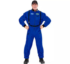 Fato de astronauta espacial azul para homem