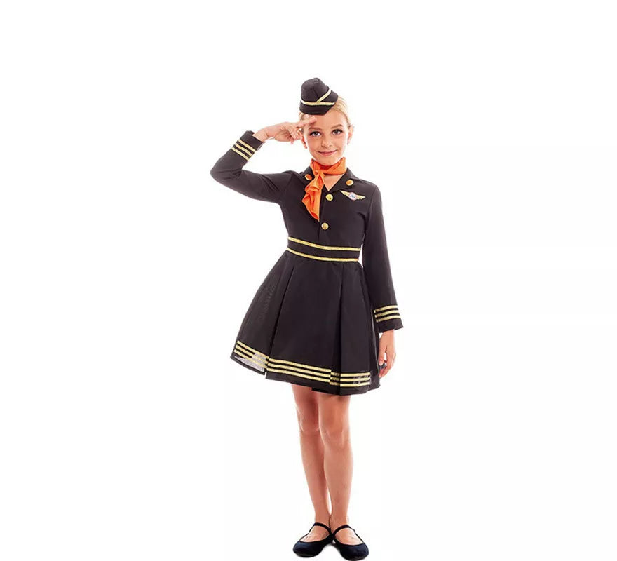 Translation missing: pt-PT.Disfraz de Azafata de Vuelo Elegante con Gorro para niña