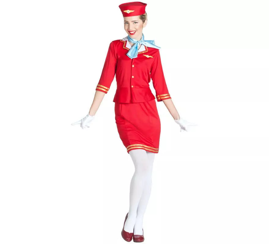 Translation missing: pt-PT.Disfraz de Azafata de Vuelo Roja para mujer