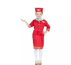 Fato de aeromoça vermelha para menina