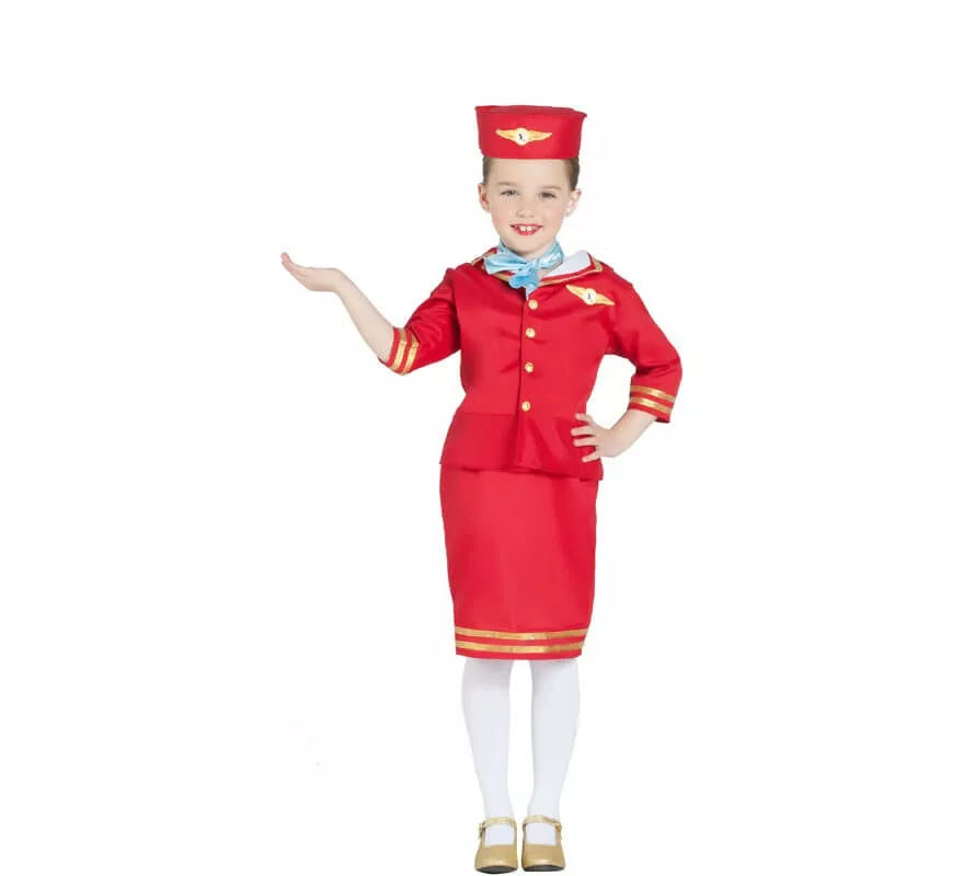 Translation missing: pt-PT.Disfraz de Azafata de Vuelo Roja para niña