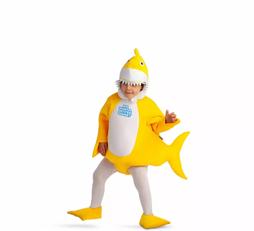 Translation missing: pt-PT.Disfraz de Baby Shark amarillo con capucha para bebé y niños