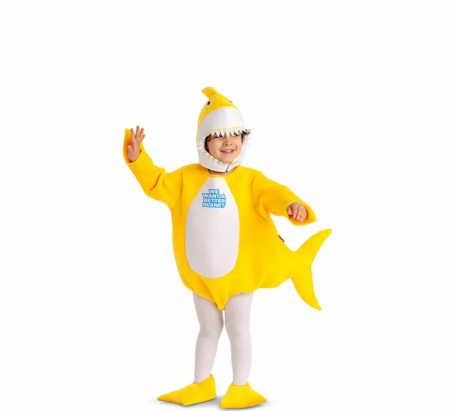 Translation missing: pt-PT.Disfraz de Baby Shark amarillo con capucha para bebé y niños