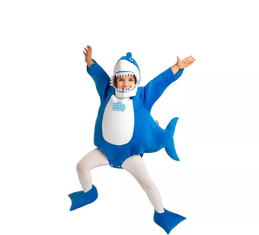 Translation missing: pt-PT.Disfraz de Baby Shark azul con capucha para bebé y niños