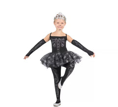 Fato de dançarina esqueleto com tiara para menina