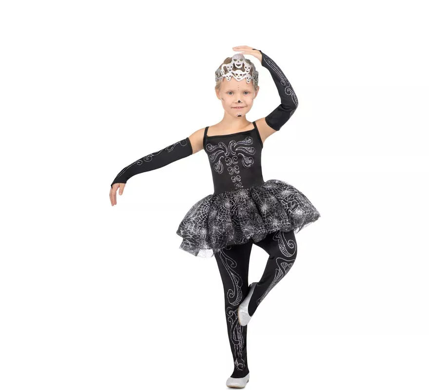 Translation missing: pt-PT.Disfraz de Bailarina Esqueleto con tiara para niña
