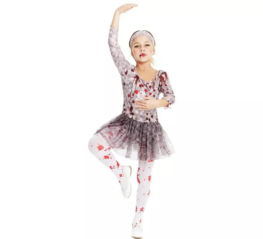 Translation missing: pt-PT.Disfraz de Bailarina Zombie gris con tocado para niña y adolescente