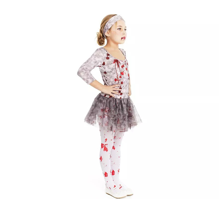 Translation missing: pt-PT.Disfraz de Bailarina Zombie gris con tocado para niña y adolescente