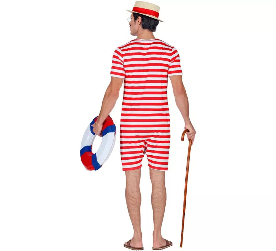 Translation missing: pt-PT.Disfraz de Bañador Estilo Retro años 50 rojo para hombre