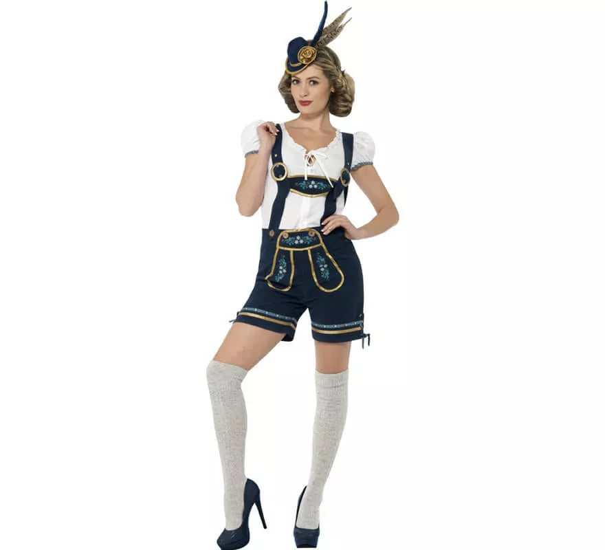 Translation missing: pt-PT.Disfraz de Bávara Azul con Lederhosen para mujer